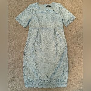 Elegant Mikarose Lace Dress in Light Blue